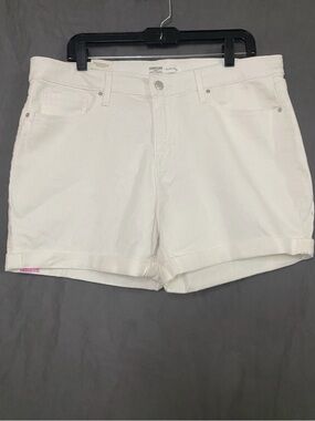Signature By Levi's Women's Mid Rise Stretch 5" Shorts Sz 16/W33 Cuffed White